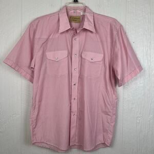 Cowboy Legend shirt men’s XL pink stripe, pearl snap short sleeve.